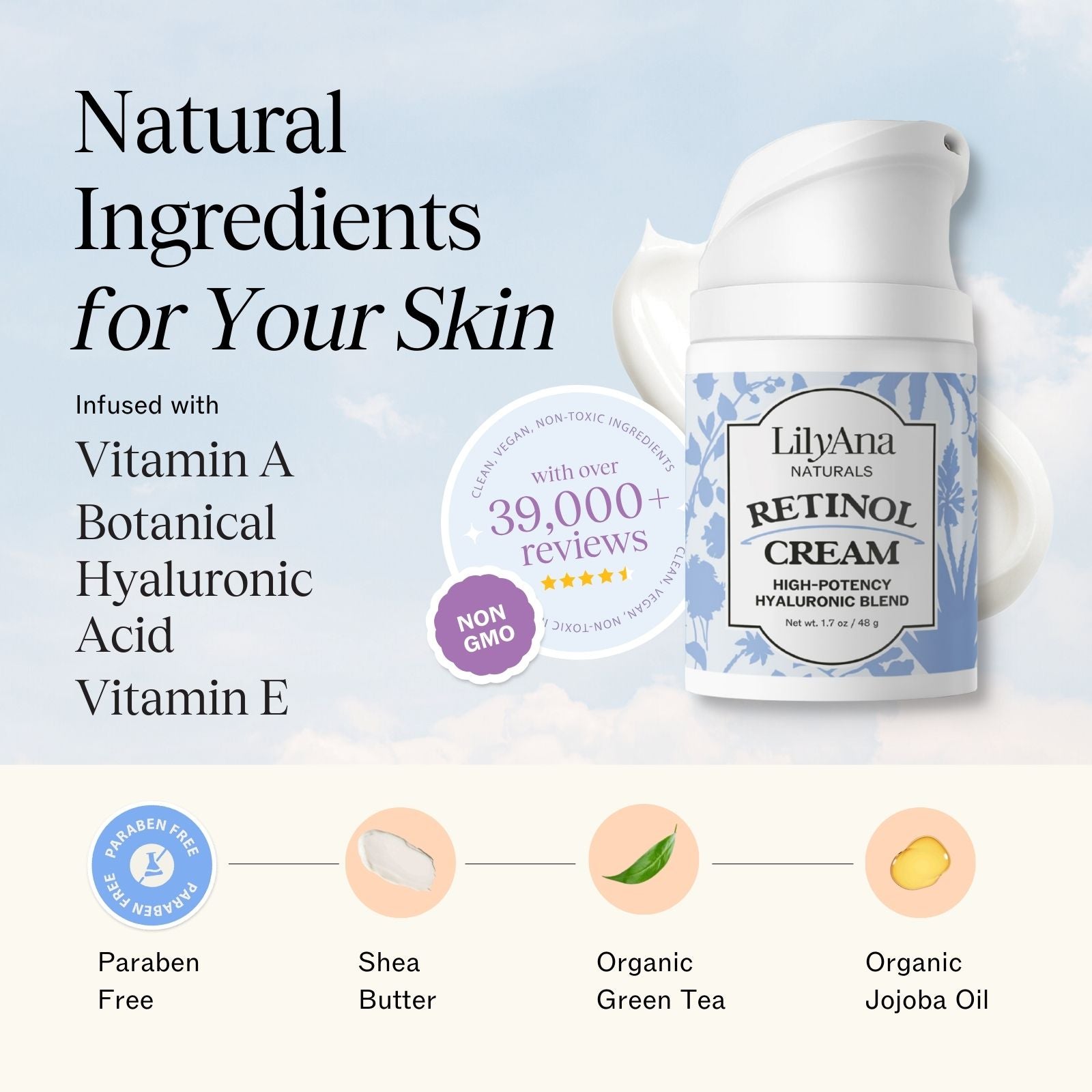 Retinol Cream 2 oz 2個セット LilyAna Naturals Retinol Cream - Two-Pack